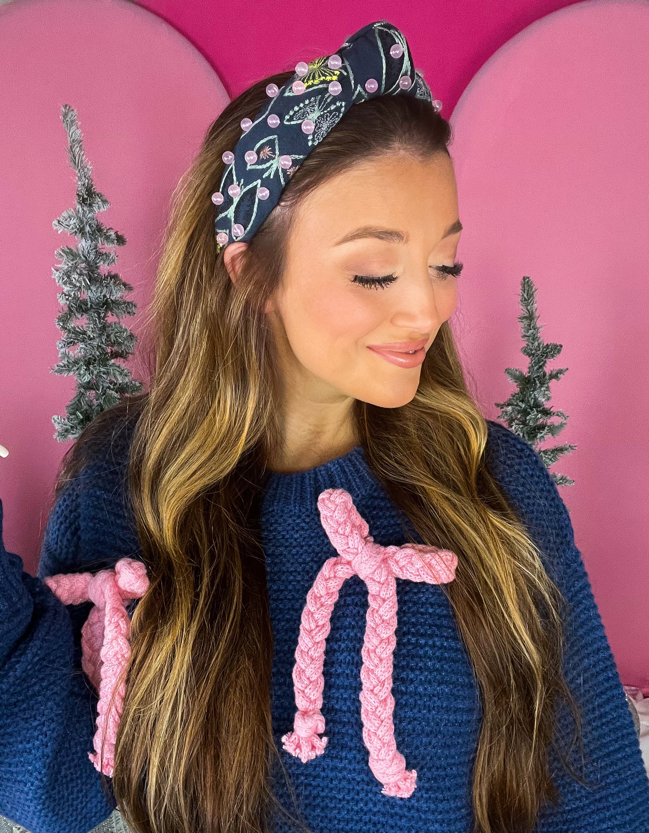 Embroidered Canvas Butterfly Knot Headband