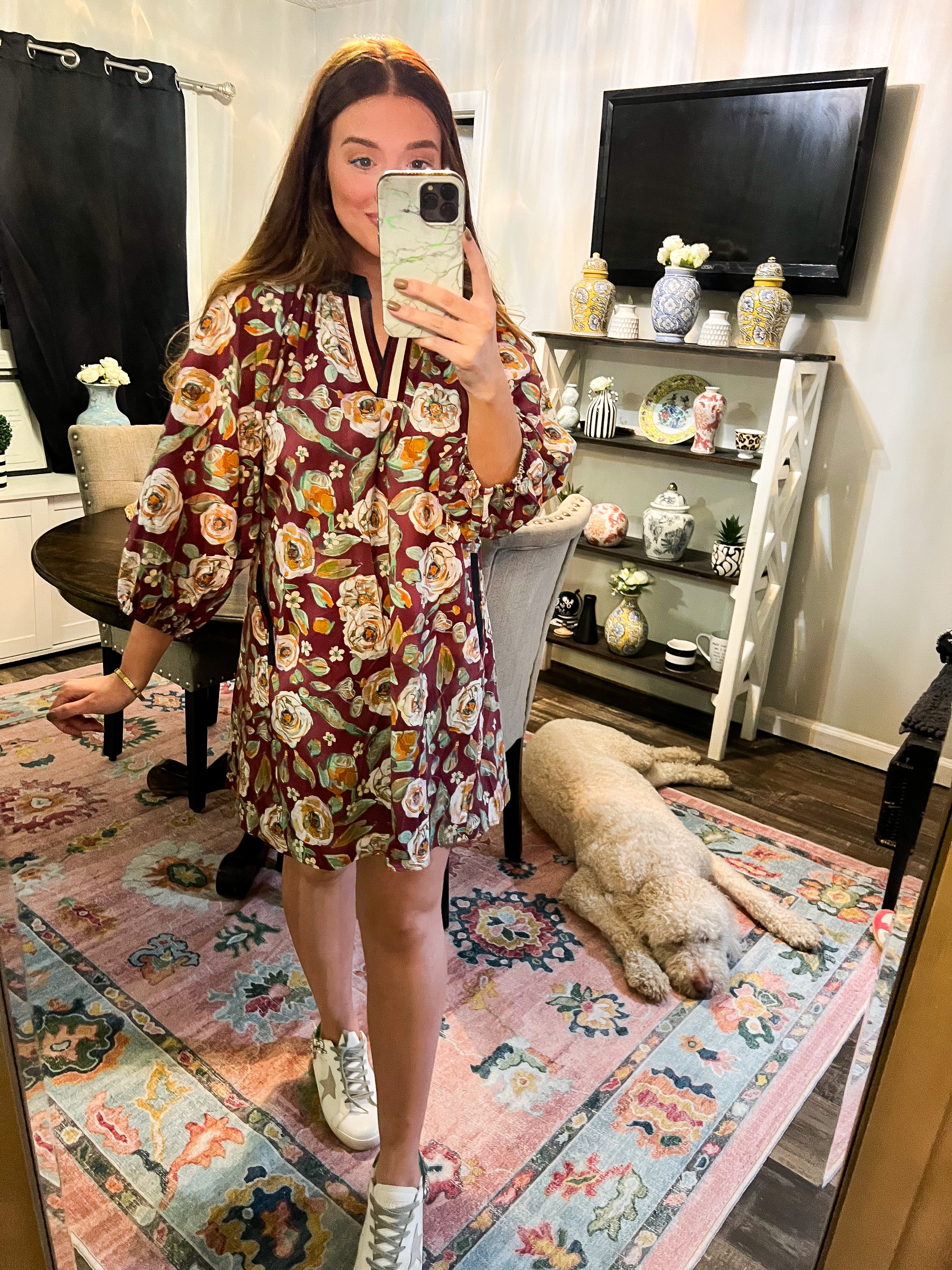 Lauren Burgundy Floral Dress