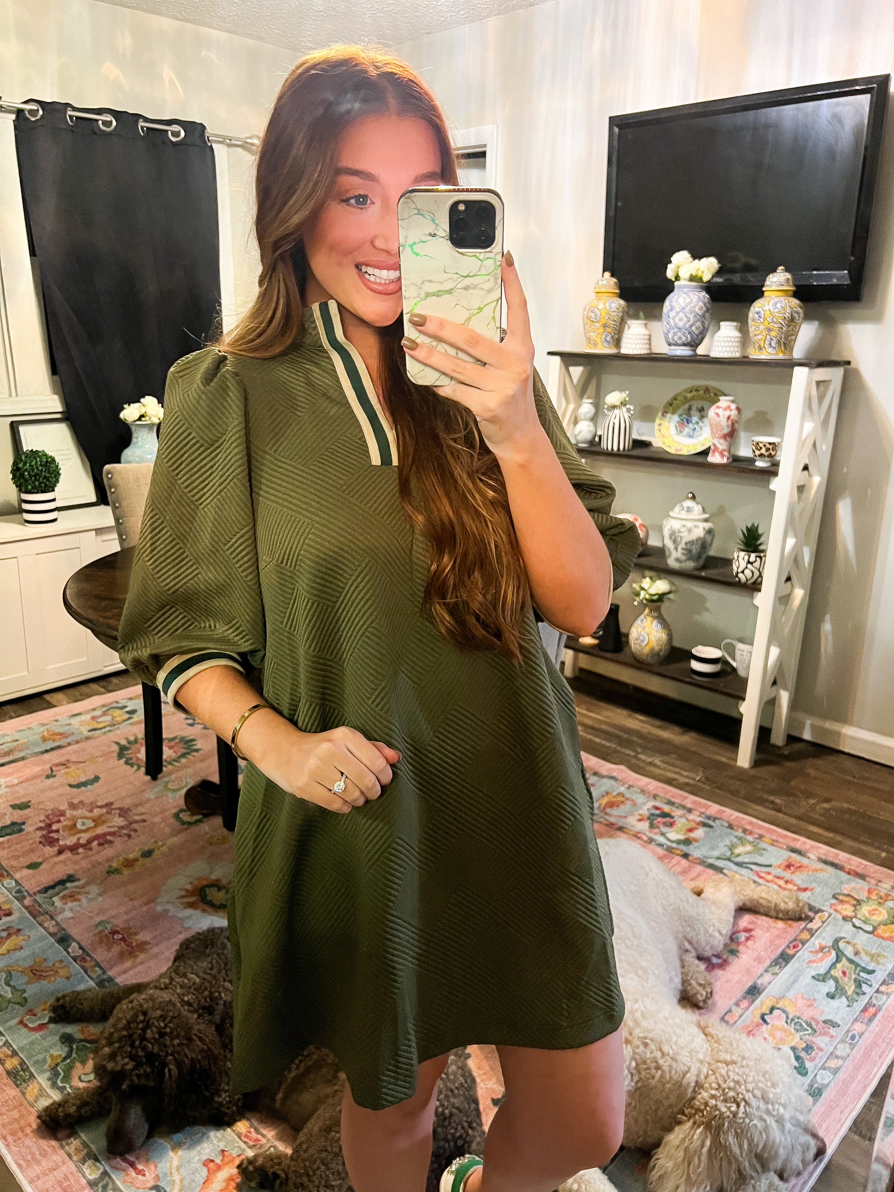 Olive Sporty Jacquard Dress