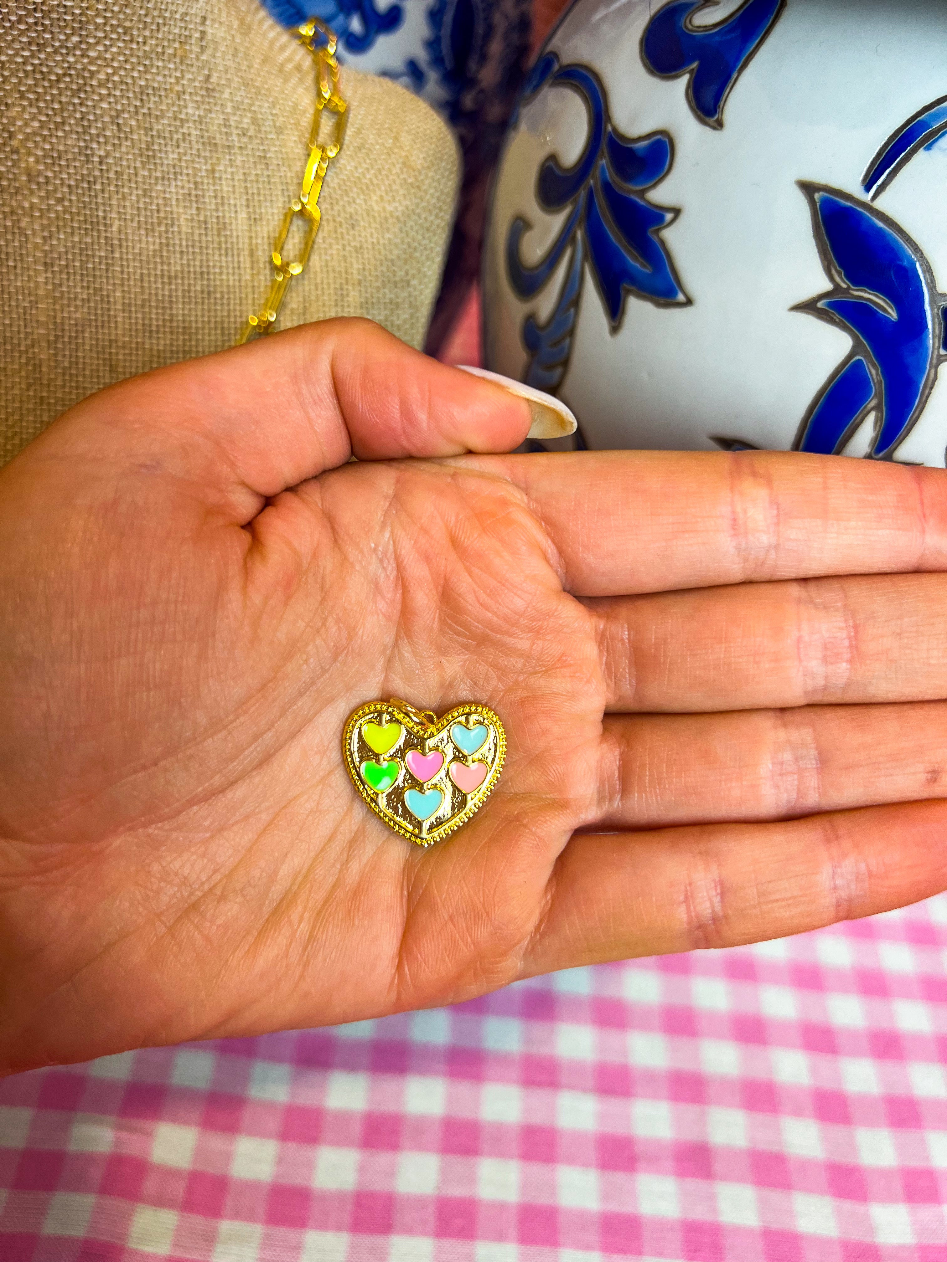 Pastel Enamel Heart Mini Charm