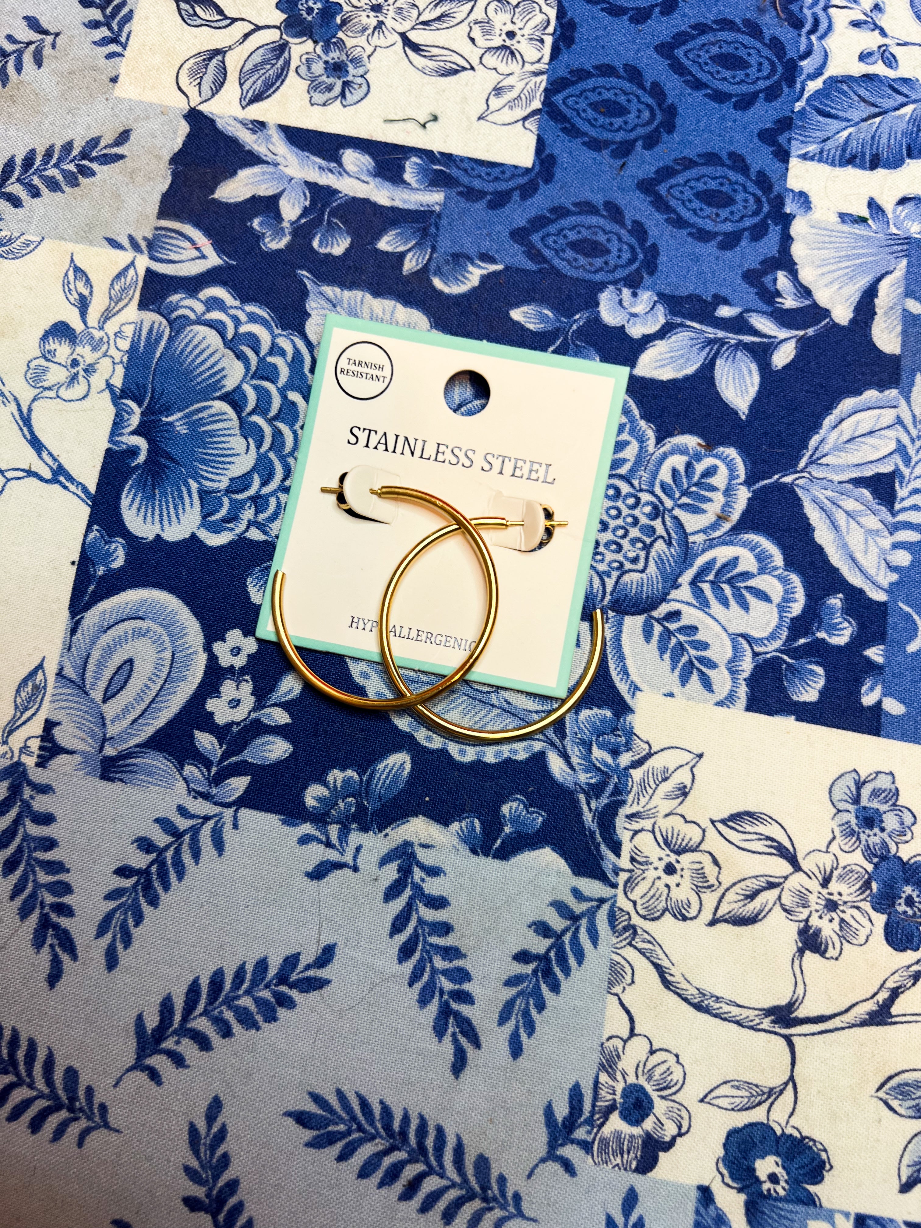 Thin Large Stainless Steel Gold Hoops