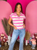 Pink Stripe Collared Top