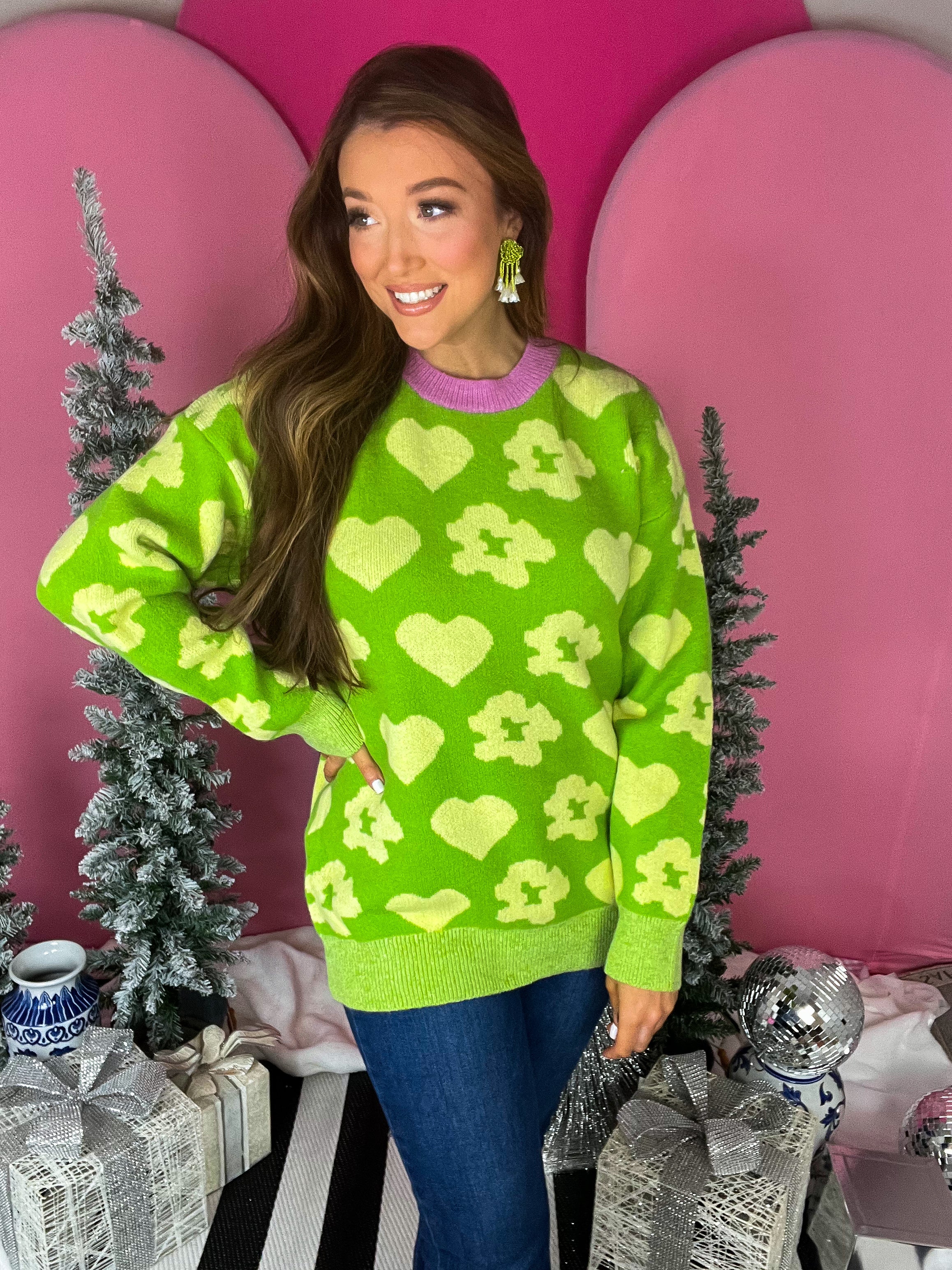Pistachio Floral Lovin' Sweater