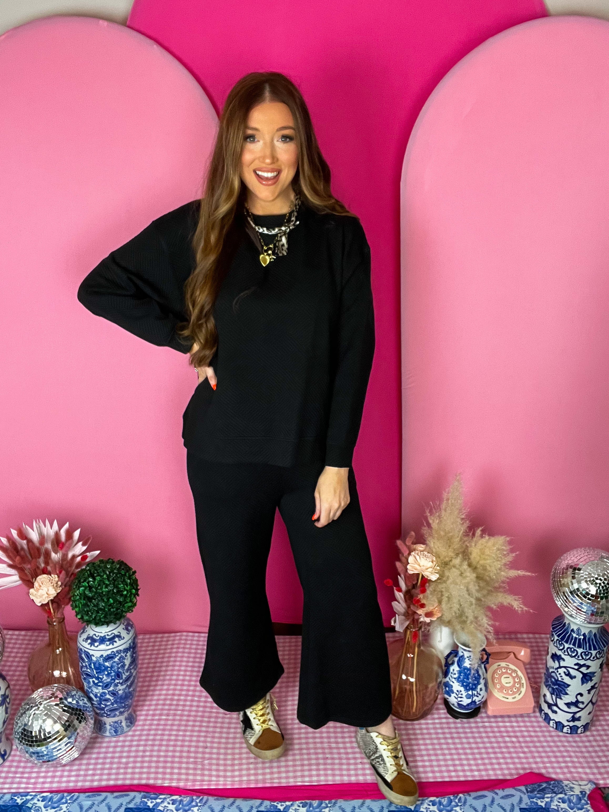 Black Texture Sweatshirt