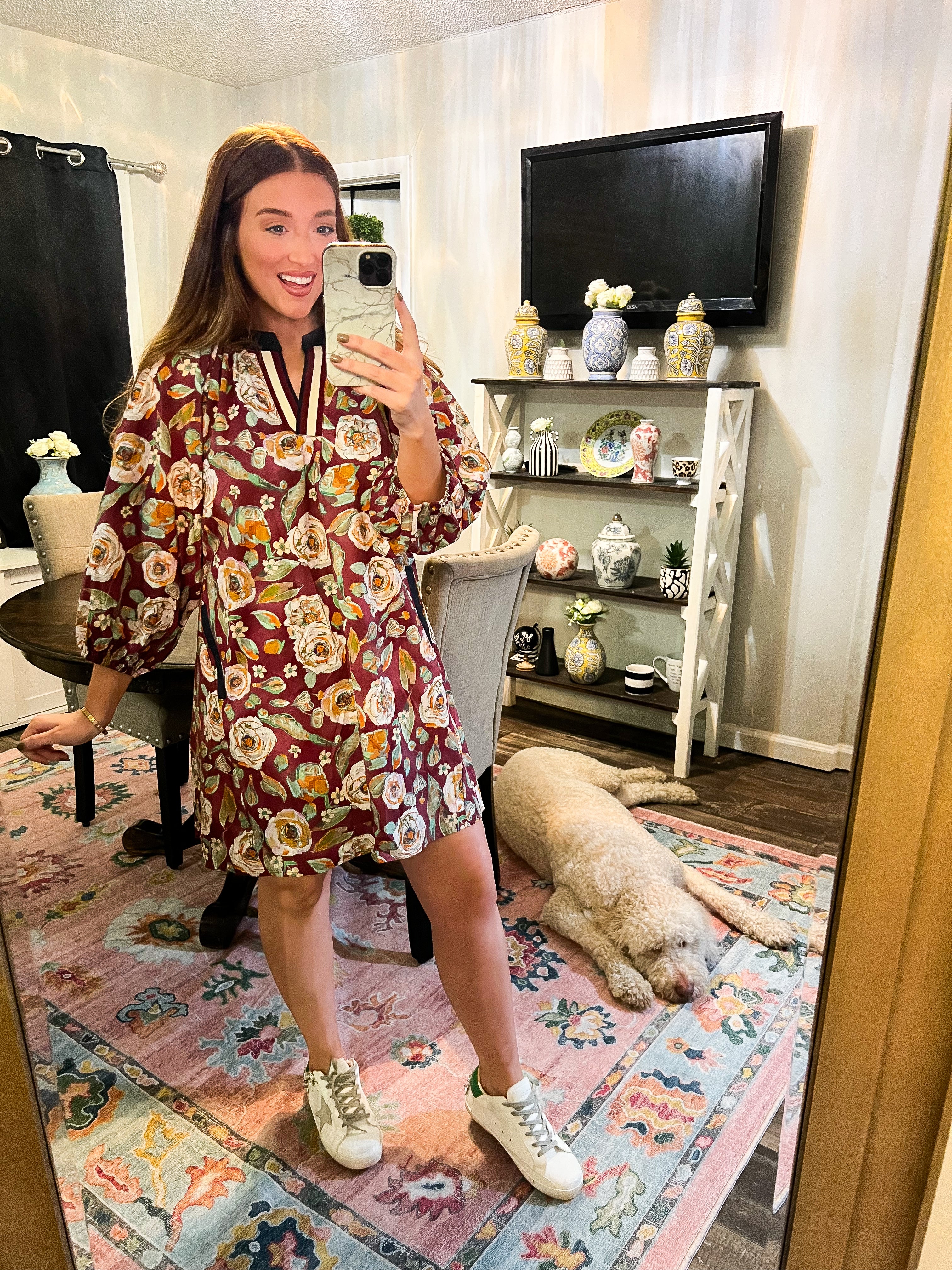 Lauren Burgundy Floral Dress