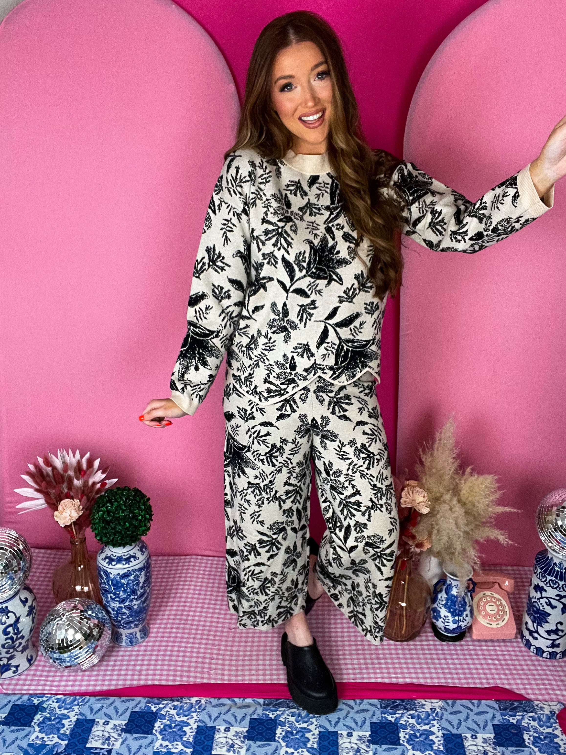 Taupe Jacquard Sweater Top