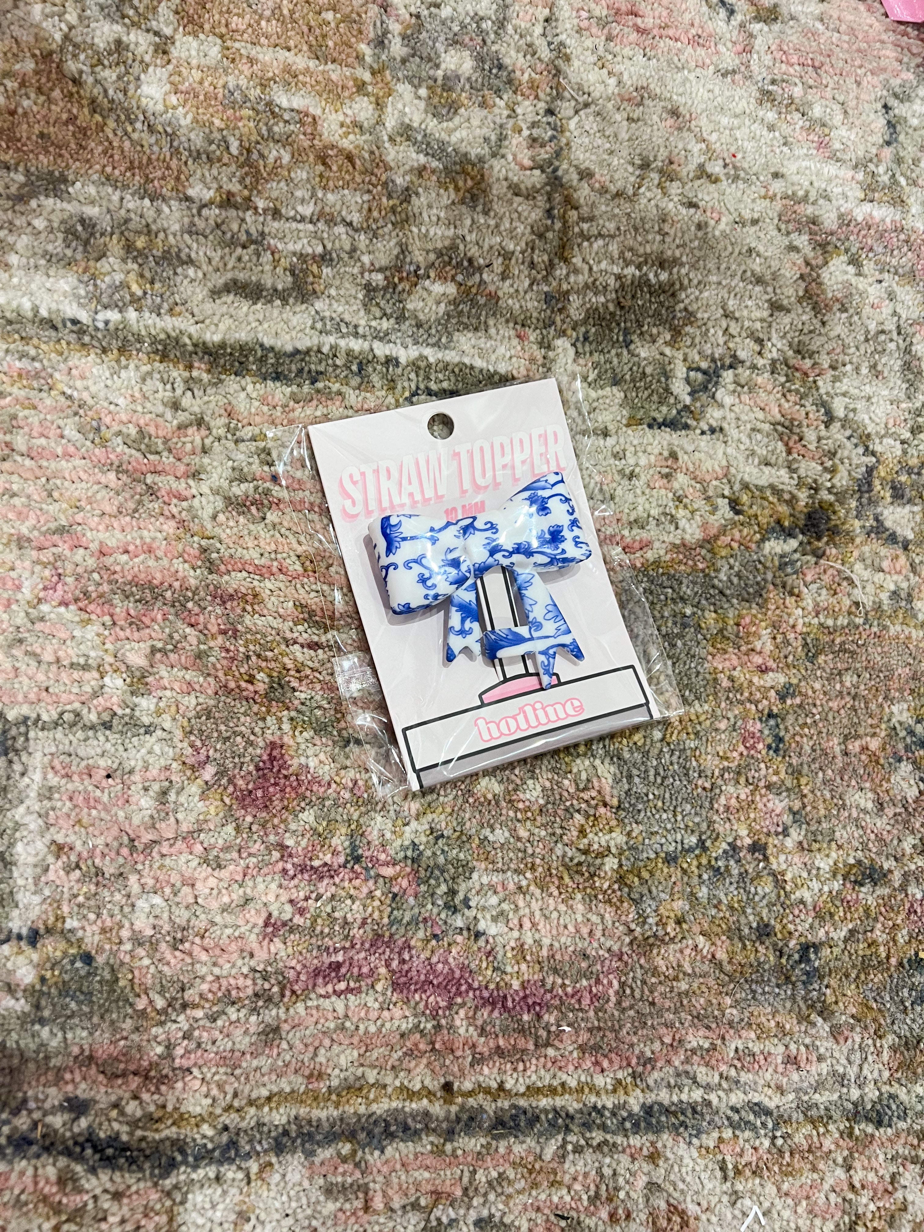 Straw Topper Blue/White Floral