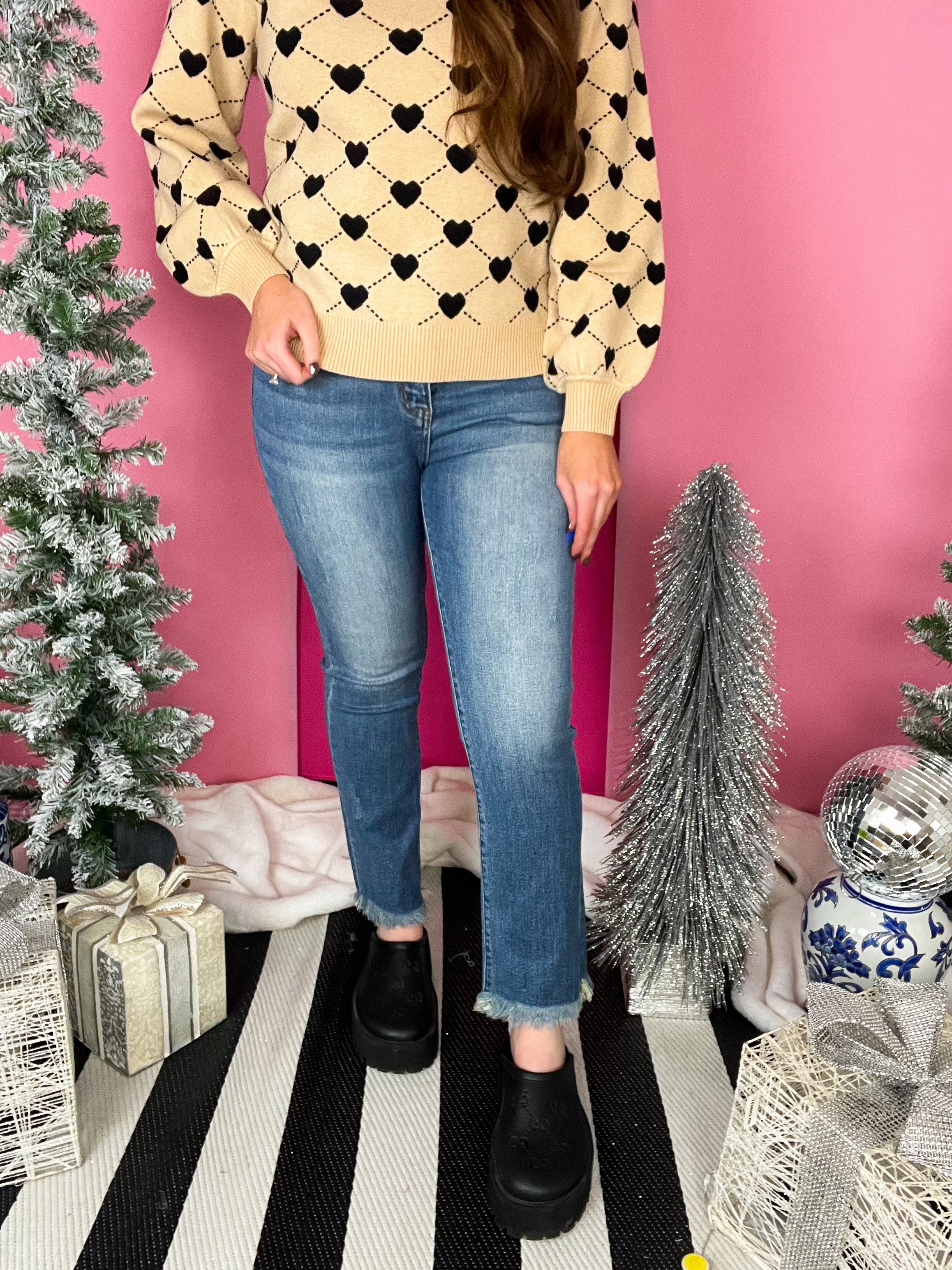 Stacie Medium Mid Rise Straight Risen Denim Jean