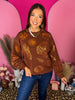 Brown Sweatshirt Turkey Fall Sequin Embroidered