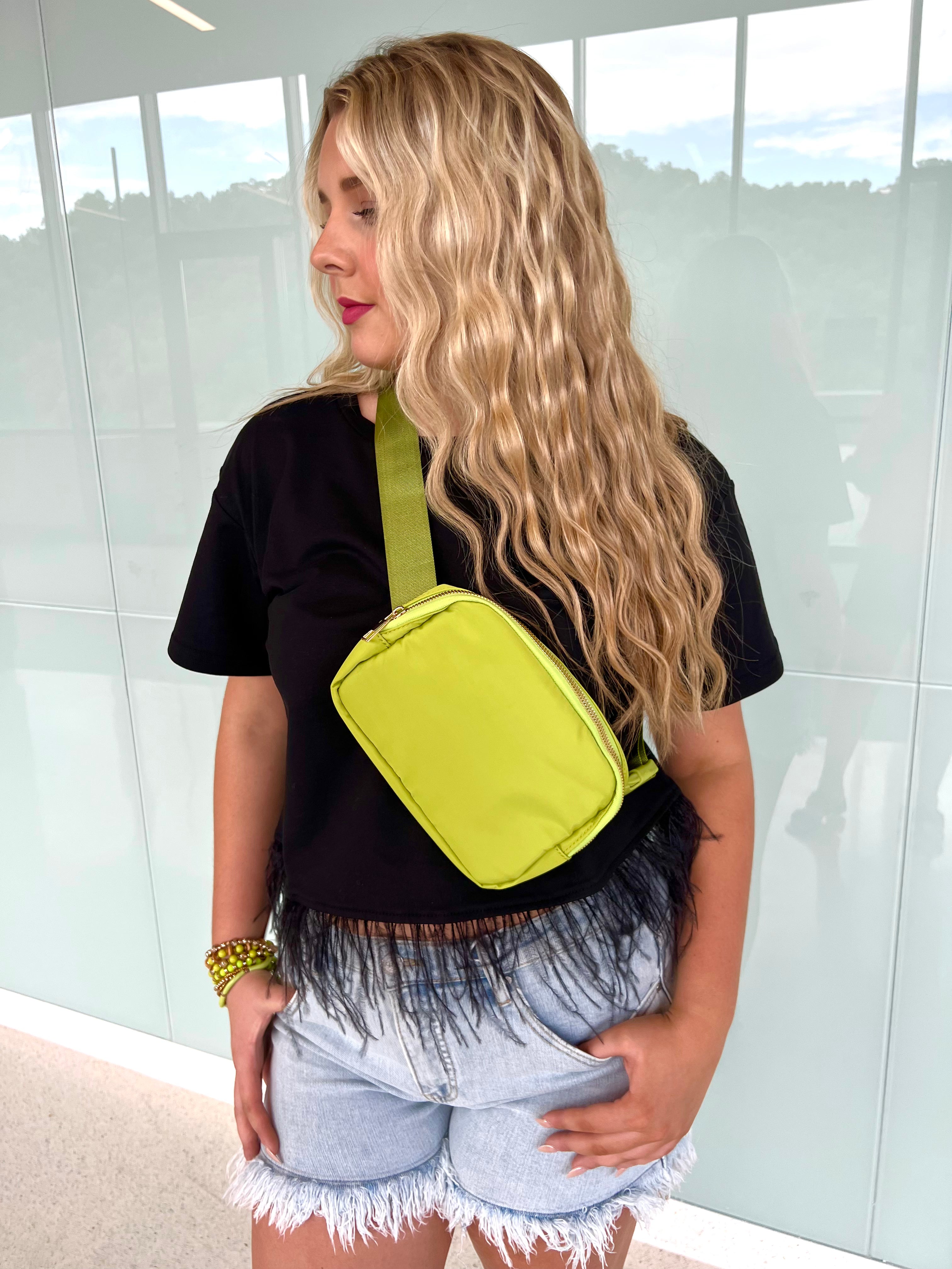 Lime Nylon Belt Bag