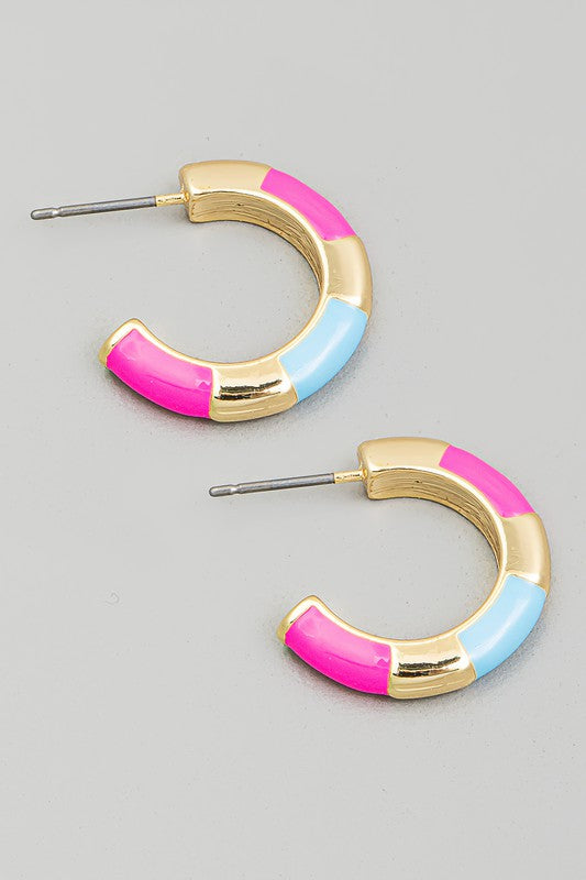 Enamel Mini Hoop Earrings