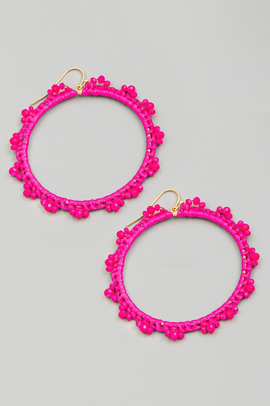 Raffia Braid Circle Cutout Earrings