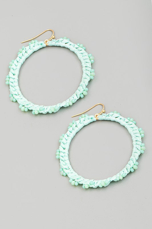 Raffia Braid Circle Cutout Earrings